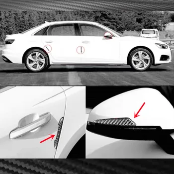 Ленти за защита от надраскване на ръба на вратата на колата е от въглеродни влакна, стикер на огледалото за обратно виждане от сблъсъци за автомобилни аксесоари Audi