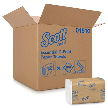 Кърпи Scott Essential C-образни събиране, с джобове за усвояване, 10 1/8X13 3/20, бял, 200 бр/ опаковка, 12 бр./Ct