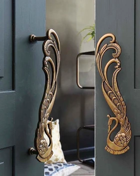 Вратата дръжката е от индийски чиста мед, ръчно изработени, кухненски шкаф под формата на Финикс в ретро стил, гардероб, Врата копчето на плевнята