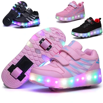 Деформационные ролери, спортни обувки за паркур за момичета и момчета, детски светеща обувки, ролери унисекс обувки за бягане е с led подсветка