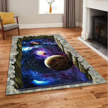 Големи килими за дома, хол, спалня, прикроватной нощни шкафчета, 3D-на килима в центъра на Галактиката, килим Universe Space Tapis, игра подложка за проследяването стъпки пълзи по пода