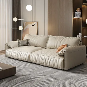 Мебели за дневна кожен диван Италиански минималистични диван с уши на слон директен редица хол дребни домакинство
