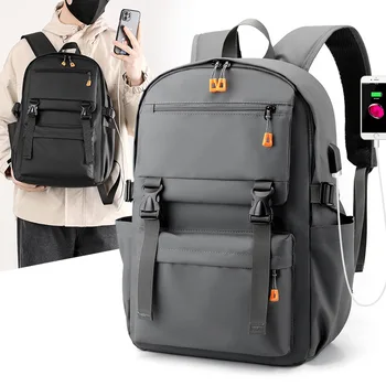 Мъжки бизнес раница, на 15.6-инчовата чанта за лаптоп USB порт за зареждане, водоустойчив училищна чанта за студенти