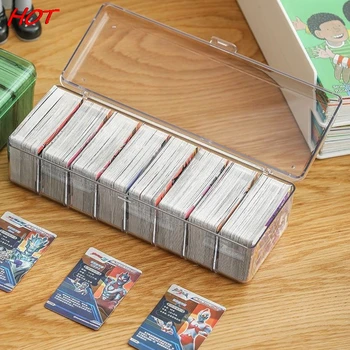 Прозрачна кутия за тестето горещи търговски карти, контейнер с голям капацитет, Органайзер за карти, калъфи за съхранение на сбирка на игрални карти