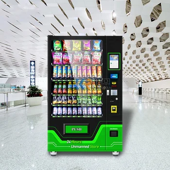 Денонощен автомат за продажба на бира на самообслужване, напитки и леки закуски, комбиниран вендинг машина с led подсветка