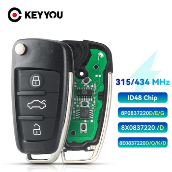 KEYYOU Авто Дистанционно Ключ За Audi A3 S3 TT A4 S4 2005-2013 Години на Освобождаването на Номер 8P0837220D 434 Mhz 48-Чиповый Ключ за Автоматично Управление