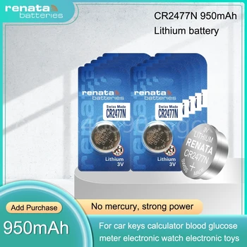 Бутон литиева батерия RENATA CR2477 3 за калкулатор, фенерче, висок клас часовници, устойчиви на високи температури, клетки за монети