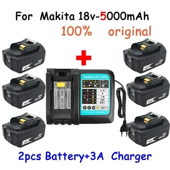 Със Зарядно устройство BL1860 Акумулаторна Батерия 18 V 5000mAh литиево-йонна за Makita 18v Батерия 6ah BL1840 BL1850 BL1830 BL1860B LXT400