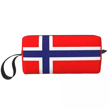 Изработена по поръчка чанта за тоалетни принадлежности с флага на Норвегия, женски органайзер за козметика, дамски чанти за съхранение на козметика, комплект Dopp, калъф, кутия, Подарък