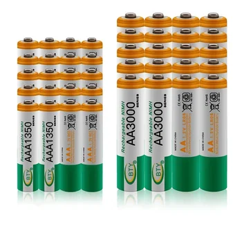 100% чисто Нов 1.2 AA 3000 mah NI-MH Акумулаторни батерии + AAA батерия 1350 mah Акумулаторна батерия NI-MH 1.2 AAA батерия