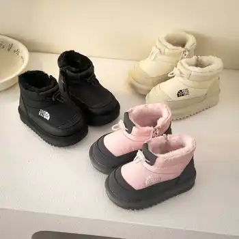 Улични зимните детски обувки за сняг, утепленная обувки за момчета и момичета с къса горна част