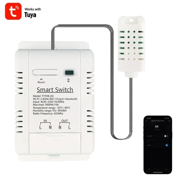 Sasha Smart Wifi Switch 3000W 16A Бял Пластмасов Безжичен Термостат за контрол на температурата и на влажността