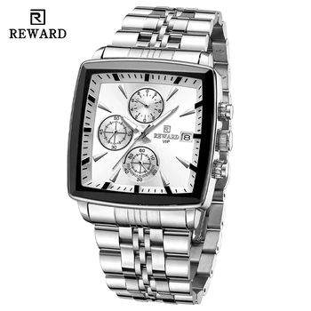 Нова НАГРАДА, кварцов часовник от неръждаема стомана за мъже, модерен ръчен часовник, Водоустойчив светещи хронограф, дата, спортни часовници