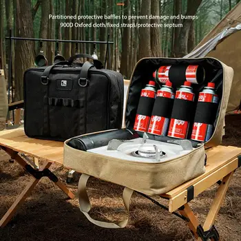 Чанта за съхранение на лагер на кухненски прибори, чанта за носене преносима лагер печки, газова бутилка, защитна чанта органайзер за готвене на открито