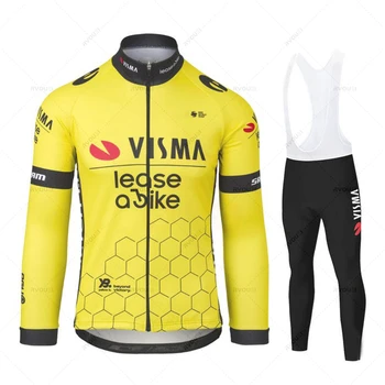2024 Team Visma отдаване под наем на Велосипед Комплект От Джърси За Колоезденето С Дълъг Ръкав МТБ Велосипедна Дрехи Лято Пролет Uniformes De Ciclismo ал Hombre
