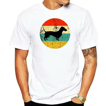 Риза с такса - Реколта Мъжка тениска Weiner Dog Doxen В стил Ретро Тениска С Изображение на иконата Куче Slim Fit Tee Shirt