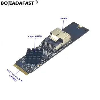 Конектор Mini SAS СФФ-8087 до NGFF M. 2 Ключ M / B + M Контролер NVME Странично Карта 6 Gbit / с ASM1064