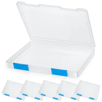 6 Бр Прозрачна кутия за файлове с формат А4, Пластмасова кутия за съхранение на документи, Картонени опаковки, калъф за списание, на притежателя на файла със здрава катарама