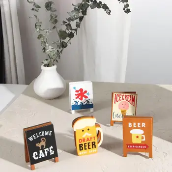Канцеларски материали Cat Coffee Kawaii, ретро Дървена притежателя за съобщение, скоба за водене на бележки, поставка за фотокарточек