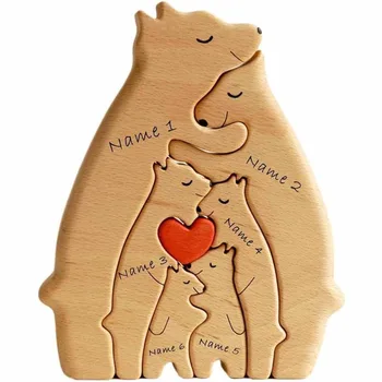 Дървена статуетка на слон във формата на сърце, Любимо дървена декорация за дома, Статуетка на животното, Десктоп украса, ръчно изработени за дома