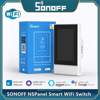 SONOFF NSPanel Бял ключ Wi-Fi Smart Scene Стенен прекъсвач на ЕС/ САЩ Интелигентен дисплей термостата Работи с Алекса Google Home