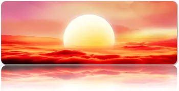 Подложка за мишка Spring Sense, Златна мат със слънцето и облаците, 31,5 х 11.8 инча, Настолни комплекти, Нескользящая гумена основа, Розов, червен