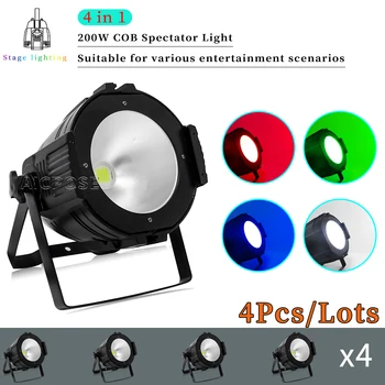 4 бр./лот 200 W COB Stage Light RGBW 4 в 1 LED Par Light Студен Бял/Топло Бял Професионални DJ-Диско Обзавеждане Сценичното Осветление