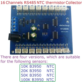 NT28B16 4X 16Ch Датчик за температура RS485 Modbus RTU Електронна Дървар 10K/20K/50K/100K B3950 НПМ Сензор