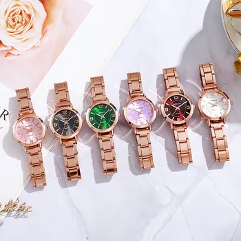 Луксозни маркови часовници с каишка от неръждаема стомана, дамски модни прости кварцов ръчен часовник Relojes Para Mujer