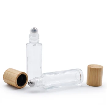 10шт на едро Е бамбук делото етерично масло от матово прозрачно стъкло в ролка на флакон на парфюм със стоманена роликовым лъжичка от 5 мл 10 мл 15 мл