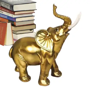 Статуя на слон от злато и черна смола, модерна елегантна скулптура от хобота на слон, статуетка на Щастлив богатство, занаяти, украса за дома
