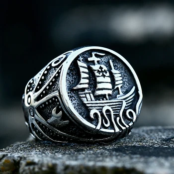 Байер 2022 Viking Ордин Платноходка пиратски пръстен навигация компас якорные пръстени, мода бижута подарък Директна доставка на Подарък за мъже
