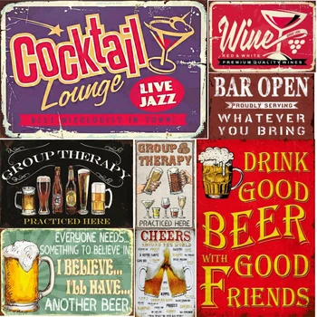 Ретро метален лого за бира, художественото оформление на стени с метален твърд логото - Bar Club