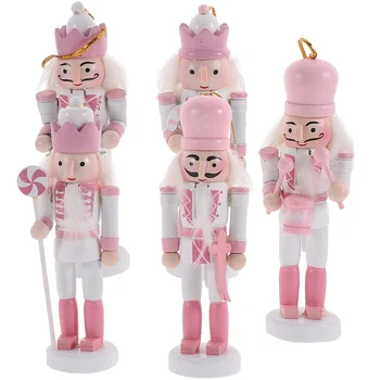 Розови Коледна украса, детска кукла-лешникотрошачката, дървени висулки, Коледни украси за Навидад, Коледна елха