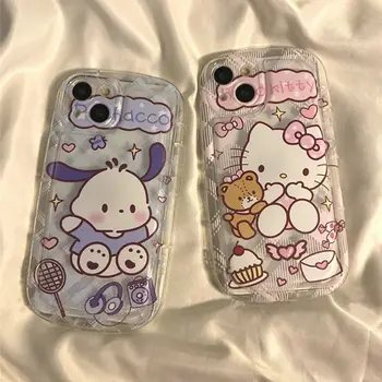 Kawaii Sanrio Pochacco Здравей Kittys Cartoony Сладък Калъф За Телефон Подходящ за Iphone 14Promax Apple 13 Калъф За вашия телефон, 11 Нов 12 Защита От Падане