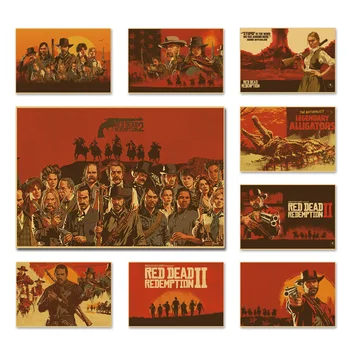 Игри плакат на Red Dead Redemption 30x45 см, Стенни плакати от хартия с покритие в стил ретро, Начало декор, Украса интернет-кафе-бар, Художествени картини B