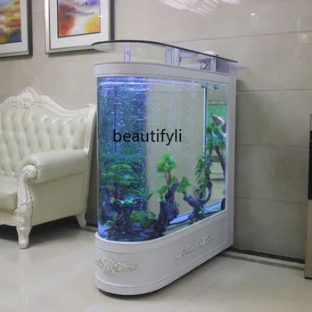 Аквариум с аквариумным стъкло в европейски стил с рибен географски глобус за хол, голям и среден аквариум с променящата околната среда, Стъклен аквариум с водно екран