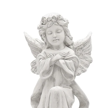 2/3 Фигурки бял Ангел от смола, колекция декор на работния плот, подпори за витрини, Коледни лице в ръцете си