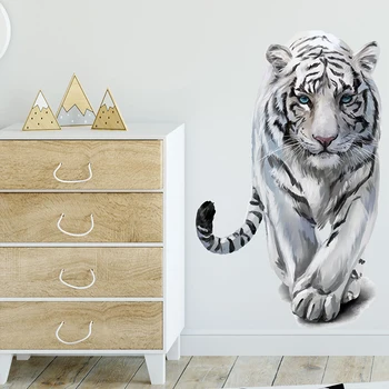 Креативна 3D стикер с изображение на тигър на стената за детски стаи, декориране на дома, спални, PVC, декорация във формата на животни, Стенни картини, стикери за стена, декорация