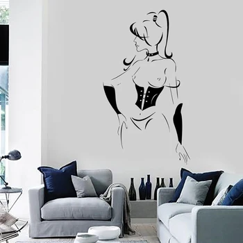 Vinyl стикер на стената Секси гол момиче, голо тяло в бельо, стикер за горещо момиче, на Стикер за декорация на интериора спални, Свалящ стенопис C161