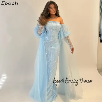 Атласное вечерна рокля епоха 2024 New Арабия Русалка, елегантна рокля без презрамки, Луксозно бельо секси рокля за абитуриентски бал с кружевными пайети дължина до пода