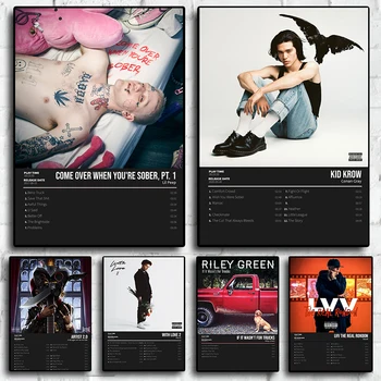 Плакати на поп и хип-хоп Времена Lil Пийп, естетична корица на музикален албум за Room Bar, Съвременна живопис върху платно, картини за дома стени