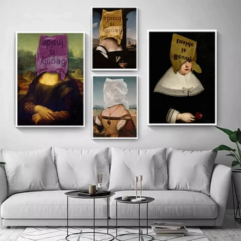 Мона Лиза Е Изкуството На Красотата Отвътре На Стената На Художествени Плакати И Щампи Живопис Върху Платно Известните Художествени Картини На Да Винчи 