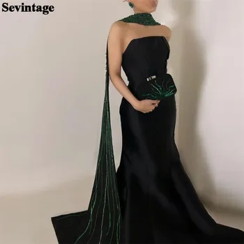 Sevintage Саудовско-Арабски сатенени рокли на Русалка, за абитуриентски, вечерни рокли без презрамки, дамски официални рокли, костюми