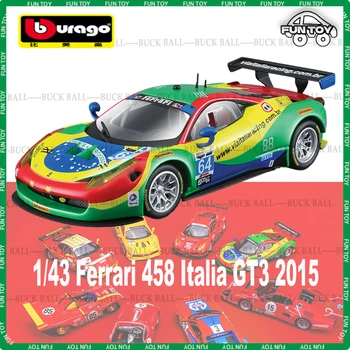 Bburago Ferrari 458 Italia GT3 2015 WRC Мащаб 1/43 Спортен Автомобил Ferrari От сплав, Отлитые под натиска на Модели на Състезателни Автомобили Ferrari, Играчки За Деца, Подарък