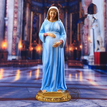 Статуетка на Пресвета Богородица от смола, Статуетка на бременната Дева Мария, Подарък за бъдещи майки по време на бременност