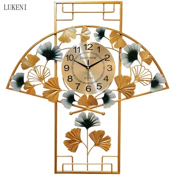 Стенен часовник в китайски стил, Домашен Писане, Новият китайски вентилатор, Часовници за всекидневна, Безшумни кварцов часовник във формата на вентилатора, Модерен часовник