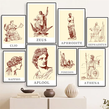 Исторически плакат, Древногръцки митология, Девет Музи, платно, живопис, Класическата литература, Академия, Стенно изкуство, печатни снимки, интериор на стаята