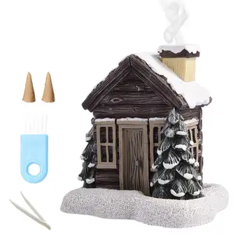 Горелка за тамян във формата на конус, за да подаде дървена хижа, домашна Коледна украса, за да подаде дървена хижа от смола, хубаво кадилница с конус за тамян за