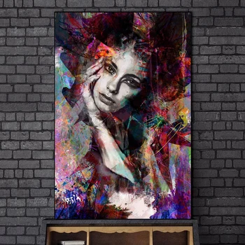 Модерна, абстрактна красива жена, живопис върху платно, постери Куадроса, щампи, монтиране на изкуството за домашен интериор в хола (без рамка)